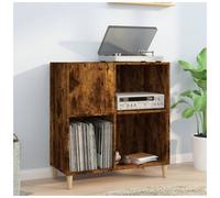 Record Cabinet Smoked Oak 84.5x38x89cm Engineered Wood 1 Shelf Modern LivingRoom