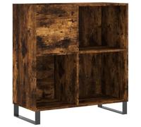 Record Cabinet Smoked Oak Wood Material 84.5 x 38 x 89 cm with Iron Legs, Storage Space for Records, Sturdy Top Plate for Turntables, Modern Phono Cabinet for Living Room and Home Cinema