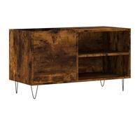 Record Cabinet Smoked Oak Wood Material 85 x 38 x 48 cm with Iron Legs, Spacious Storage Space for Records, Sturdy Top Plate for Turntables, Modern Industrial Design for Living Room