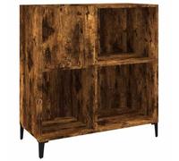 Record Cabinet Smoked Oak Wood Material with Metal Legs 84.5 x 38 x 89 cm Storage Space for Records Living Room Office Versatile Stable Compact Modern