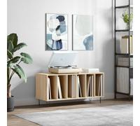 vidaXL Record Cabinet in Sonoma Oak Finish - Durable Engineered Wood - Industrial Iron Feet - Storage for LP Records, Electronics