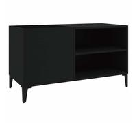 vidaXL Record Cabinet, Vinyl Storage Cabinet with Shelves, Sideboard for Living Room, Side Cabinet, Industrial Style, Black Engineered Wood