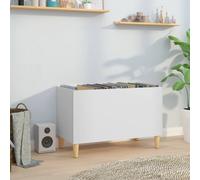 Record Cabinet White 74.5x38x48cm Engineered & Eucalyptus Wood Storage Side Unit