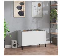 Record Cabinet White 74.5x38x48cm Engineered Wood Metal Legs Vinyl Storage Shelf