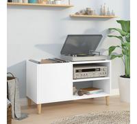 Record Cabinet White 84.5x38x48cm Engineered Wood Vinyl Storage with Feet Large