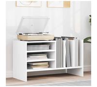 Record Cabinet White Engineered Wood 78.5x35x45 cm 6-Shelf Floating LP Storage