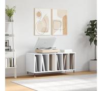 Record Cabinet White Made of Wood Material with Iron Legs 100 x 38 x 48 cm, Spacious Storage Space for Record Records, Sturdy Top Plate for Turntables
