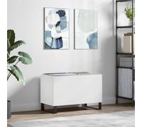 Record Cabinet White Wood Material 74.5 x 38 x 48 cm with Iron Legs, Spacious Storage Space for LP Records, Sturdy Top Plate for Turntables