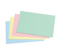 Record Cards Ruled Both Sides Assorted Colours, Pack of 100, 155gsm Card, Feint Ruled on Both Sides, Index Flash Cards for Study, Revision, Note Taking & Office Use (152x102mm)