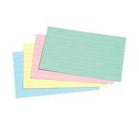 Record Cards Ruled Both Sides Assorted Colours, Pack of 100, 155gsm Card, Feint Ruled on Both Sides, Index Flash Cards for Study, Revision, Note Taking & Office Use (127x76mm)