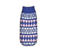 Record - Cervinia Blue and Pink Dog Sweater, Size S, Back Length 35 cm. Sweater for Dogs Knitted with Warm and Soft Yarn for Optimal Comfort and Elegant Style
