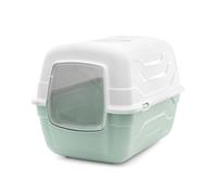 Record Closed Cat Litter Tray "To Go" with Filter and Scoop, Green, 52 x 40 x 40 h cm, Plastic Toilet Modern Design, Easy to Clean, Made in Italy