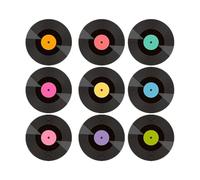 Record Coaster - Record Retro Music Coasters | 10x Drink Race | Colorful Retro Vinyl Record Cutters With Funny Labels, Viny Record Table Cup Mug