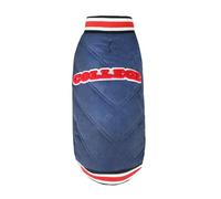 Record - College Dog Coat, Quilted and Padded Coat with Leash Hole, Velcro Closure and Adjustable Elastic Bands for Practicality | Blue/Red, 2XS - Back Length 25cm