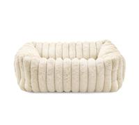 Record - Comfit Rectangular Pet Bed for Dogs and Cats, Soft and Cozy Plush Pet Bed Size 50 x 40 x 15h cm, Beige
