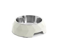 Record - Diamond Dog Bowl - Stainless Steel and Melamine - Removable - Equipped with Non-Slip Rubber Pads - Dimensions: Diameter 18 cm - Capacity 350 ml - White