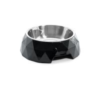 Record - Diamond Dog Bowl - Stainless Steel and Melamine - Removable - Equipped with Non-Slip Rubber Pads - Dimensions: Diameter 22.5 cm - 700 ml Capacity - Black