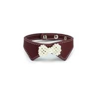 Record - Gentleman Collar for Dogs and Cats - Made of Soft Faux Leather - Button Closure - Size XXS - Thickness 3.5cm - Circumference 24-30cm - Brown