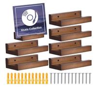Record Holder - 6PCS Record Display Holder | Album Storage Organizer | Wooden Vinyl Record Wall Shelf For LP Display Stand, Retro Home Decoration For Albums, Fashionable Record Organizer