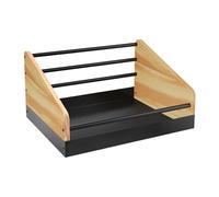 Record Holder Stand - 38.5x30.2x20cm metal wooden record holder,Space Saving Organizer,Tabletop Records Album Storage Rack for LP Book File Toy Home Bedroom Living