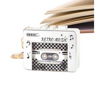 Record Keychain | Small Cassette Keyring with 10 Songs,Small Player Keychain - for Backpack Handbag Purse Travel Home Office Commuting Classroom School