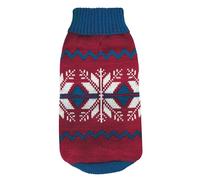 Record - Let it Snow Warm Dog Sweater Christmas Sweater with Turtleneck with Norwegian Winter Pattern, Leash Hole and Machine Washable | XXS, Back Length 25 cm