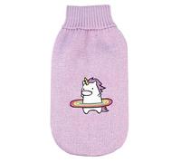 Record - Magic Land Sweater for Dogs, Back Length 45 cm. Sweater with High Neck, Unicorn Embroidery, Leash Hole and Back Paw Loop | Lilac, L