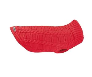 Record - Molly Dog Sweater. High Neck Spiked Dog Sweater for Romantic and Elegant Style, Leash Hole and Machine Washable | Red, 4XS