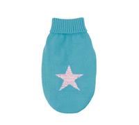 Record - Moonlight Sky Star Sweater for Dogs. Warm Sweater with Star on the Back, Elegant Turtleneck, Leash Hole and Back Paw Loop | Light Blue, XXS - Back Length 25 cm