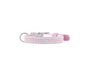 Record - Paris Dog and Cat Collar - Made of Soft Faux Leather - Rhinestone Finish - Size S - 1.5cm - Circumference 35-48cm - Pink