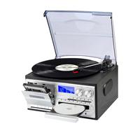 Record Player, 3 Speed Bluetooth Vintage Turntable with Remote Control, CD and Cassette Player, Built-in Speakers, Compatible with Vinyl Records
