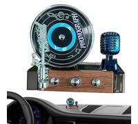 Record Player Air Freshener - 10x9x8cm Solar-Powered Retro Decor, ABS plasticc Rotating Fan, 360 Degree Cool Creative Design | Car Interior Ornament for Men, Women, Adults, Dashboard, Vehicle