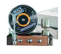 Record Player Air Freshener Car - Diffuser for Solar Powered Retro | Spining Dashboard Ornament for Automotive Relationships, Funny Car Accessories and