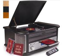 Denver 10-in-1 Retro Vintage DAB Bluetooth Wooden Radio Record Player With Speakers - DAB+ Radio, FM, Record Player, Cassette & CD Player, AUX IN, MP3 USB Recording, AUX IN And Line Out - MRD-51BT