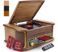 Denver MRD-51BT 9 in 1 Light Wood Retro Bluetooth DAB Radio Record Player with Speakers