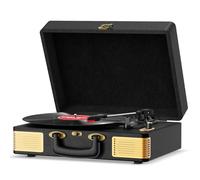 Record Player, FYDEE Vinyl Record Player Built-in 2 Speakers, Retro Vinyl Player with 3-Speed (33/45/78 RPM) Bluetooth Turntable, Portable Suitcase Supports RCA and Headphone Jacks - Light Black