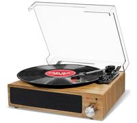 Record Player, FYDEE Vinyl Record Player with Built-in Speakers, Turntable for Vinyl Records, Belt-Drive 3-Speed (33/45/78 RPM) LP Vinyl Player,