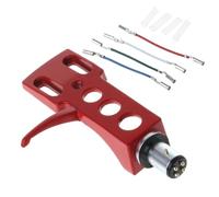 Record Player Headshell Phonograph Turntable Replacement Headshell with 4pcs Lead Wires for Record Player(Rot)
