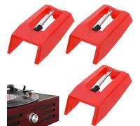 Record Player Needle, Pack of 3 Record Player Needle Replacement Needle Turntable Needle for Record Player, Phonograph, Vinyl Record Player (Red)
