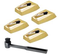 Record Player Needles Replacement, 4 Pack Turntable Stylus with Cleaning Brush Compatible with Crosley Victrola Jensen Sylvania LP Vinyl Phonograph Players