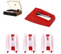 Record Player Needles, Turntable Replacement Needle for Phonograph, LP Vinyl Player, Ruby Tip Stylus Compatible with Crosley, Ion, Jensen, Bush, Teac, Victrola (Red-3 Pcs)
