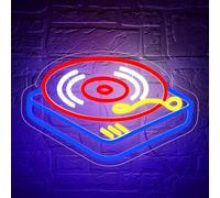 Record Player Neon Sign for Wall Decor Music Neon Light for Man Cave Dimmable LED Light for Bedroom Bar Club Music Studio Wall Decor, Birthday Party Gifts for Music Lovers Size13.7 * 9.0(CP054)