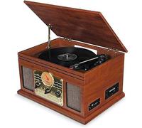 Record Player, Retro Wooden Hi-Fi Music Centre with Remote Control, CD & Cassette Player, FM/AM Radio, USB, AUX IN, Record to MP3