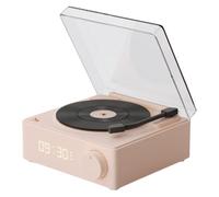 Record Player Speakers - Wireless Retro Audio Player, Portable Turntable Music Device | bluetooths AUX TF Card Playback System with Alarm Clock, Rechargeable Stereo Speaker for Bedroom Party Hiking Be