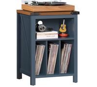 Record Player Stand with Vinyl Record Storage, Large Record Player Table Holds up to 160 Albums, Wood Turntable Stand Cabinet Shelf for Living Room,Bedroom,Office,Blue