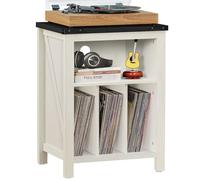 Record Player Stand with Vinyl Record Storage, Large Record Player Table Holds up to 160 Albums, Wood Turntable Stand Cabinet Shelf for Living Room,Bedroom,Office,White