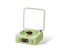 Record Player Style Bluetooth Speaker, 3 in 1 Retro Wireless Stereo Speaker Night Light Time Display 4 Sounds of Nature with Water Ripple Glow, for Bedroom