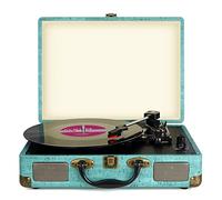 Record Player Vintage 3-Speed Bluetooth Vinyl Turntable with Stereo Speaker, Belt Driven Suitcase Vinyl Record Player