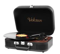 Record Player, Vintage Turntable 3-Speed 33/45/78 RPM Record Player with Bluetooth, Built-in 2 Stereo Speakers, Support Headphone & RCA Output and AUX (3.5mm) Input, Suitcase Design（Leather）
