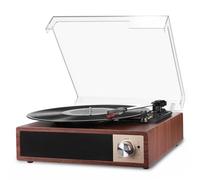 Record Player, VOKSUN Bluetooth Vinyl Turntable with Built-in Stereo Speaker Belt-Driven Vintage Phonograph Record Player Vinyl Player, 3 Speed Turntable with Digital Encoder, USB, RCA, Aux IN, Walnut
